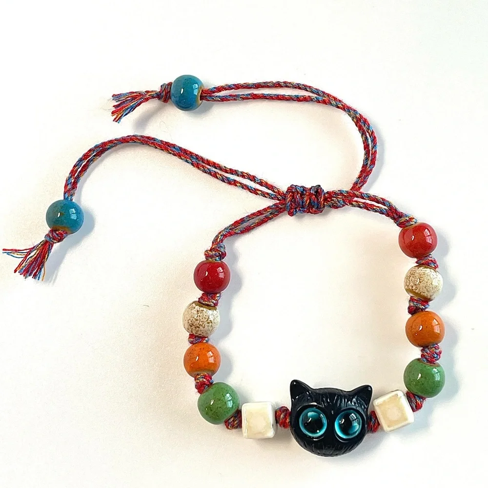 Colorful Cat Bead Bracelet